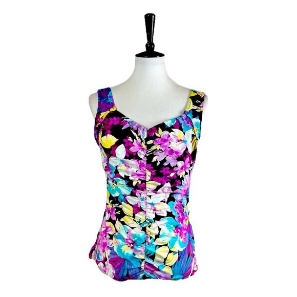 Azul Maxine of Hollywood Women’s Plus One Piece Swimsuit Retro Floral Size 16W - Picture 1 of 13